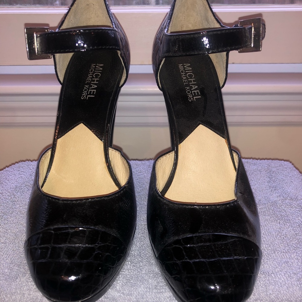 Michael Kors black patent leather platform Mary Jane